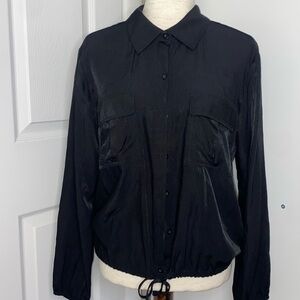 BOBI - Revolve Light Weight Jersey Button Up in Black Size Medium
